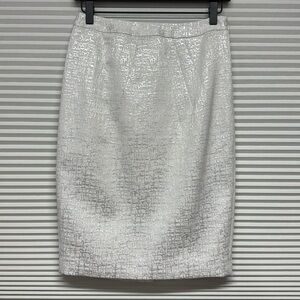 Club Monaco Cream Silver Metallic Pencil Skirt Size 2